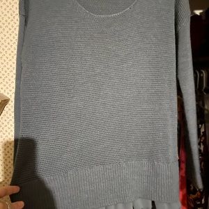 Soft surroundings pullover sweater with ruffle layer at bottom -slate blue XL